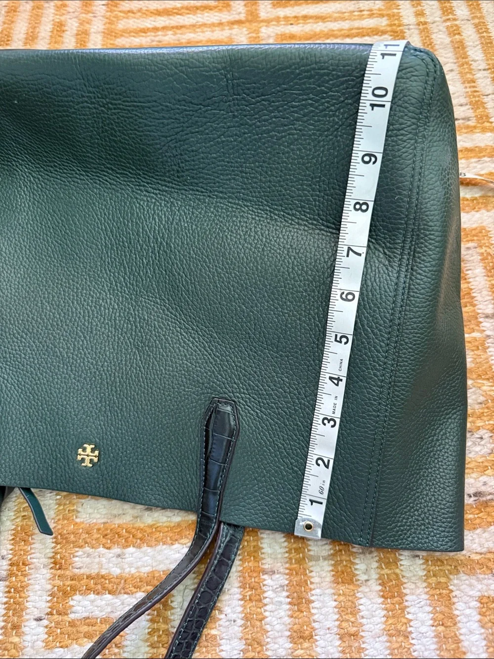 Tory Burch Green Leather Tote Bag Purse